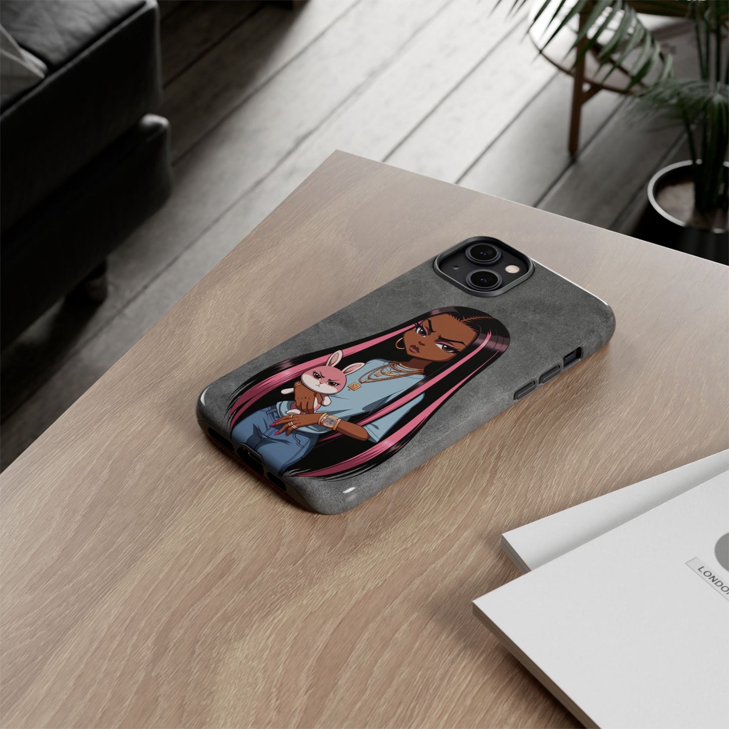 Moxie & her bunny tough Iphone case