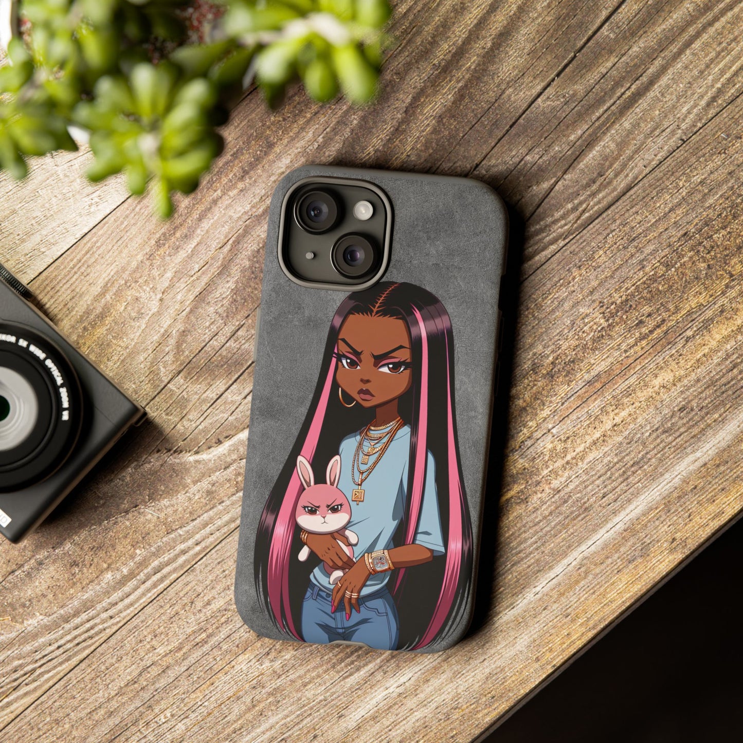 Moxie & her bunny tough Iphone case